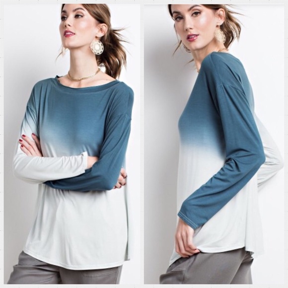 LAST ONE MED🦋Stunning Faded Teal Ombré Dye Top. - Picture 3 of 3